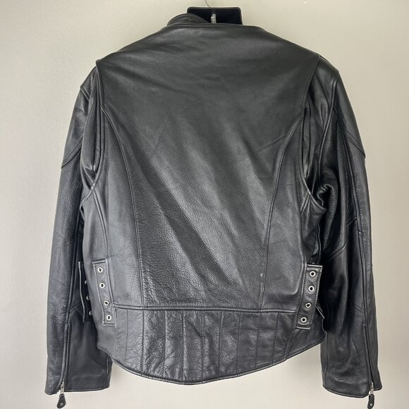Wilsons Leather Black Leather Moto Jacket Mens LARGE Lined Zip Biker ~ READ - Picture 3 of 10